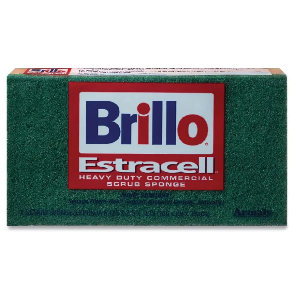 Brillo 3.5 in. x 6.12 in. Commercial Heavy-Duty Scrub Sponge - Orange/Green (12/Carton)