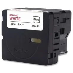 Brother P-Touch 0.47 in. x 13.1 ft. Genuine P-Touch BTAG Label Tapes - Red on White
