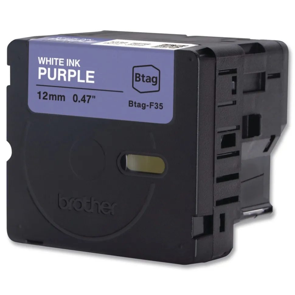 Brother P-Touch 0.47 in. x 13.1 ft. Genuine P-Touch BTAG Label Tapes - White on Purple