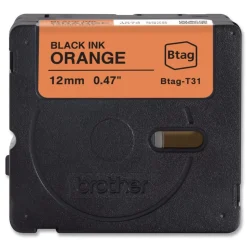 Brother P-Touch 0.47 in. x 13.1 ft. Genuine P-Touch BTAG Label Tapes - Black on Orange