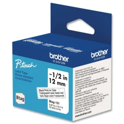 Brother P-Touch 0.47 in. x 13.1 ft. Genuine P-Touch BTAG Label Tapes - Black on Clear