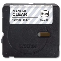 Brother P-Touch 0.47 in. x 13.1 ft. Genuine P-Touch BTAG Label Tapes - Black on Clear