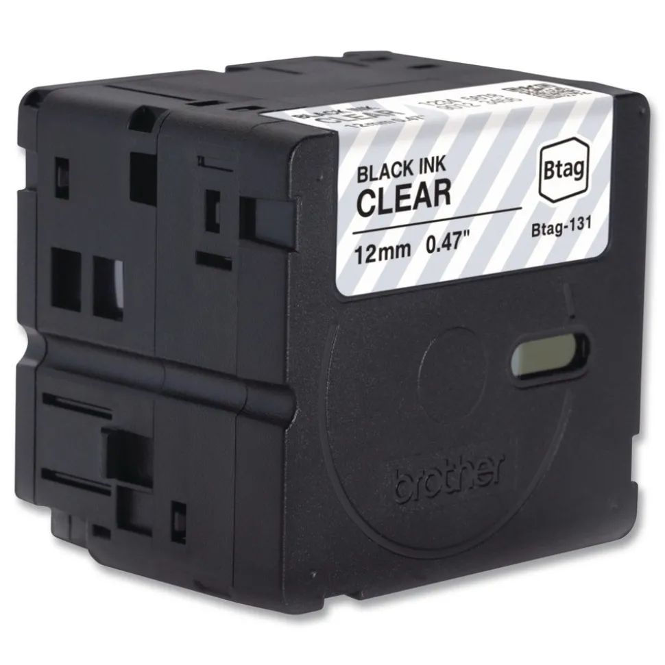 Brother P-Touch 0.47 in. x 13.1 ft. Genuine P-Touch BTAG Label Tapes - Black on Clear