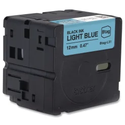 Brother P-Touch 0.47 in. x 13.1 ft. Genuine P-Touch BTAG Label Tapes - Black on Light Blue