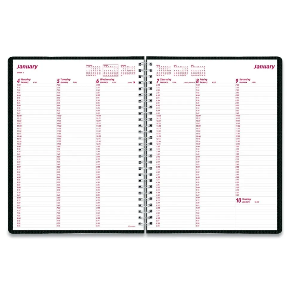 Brownline 12-Month (Jan to Dec): 2026 11 in. x 8.5 in. DuraFlex Weekly Planner - Black Cover