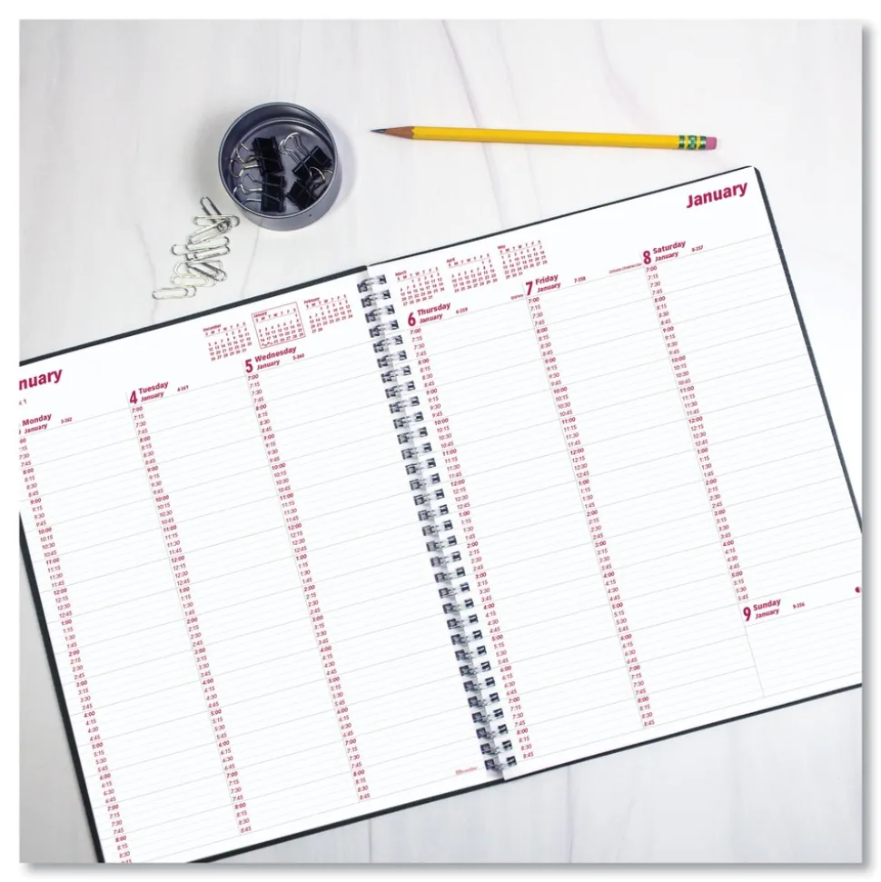 Brownline 12-Month (Jan to Dec): 2026 11 in. x 8.5 in. DuraFlex Weekly Planner - Black Cover