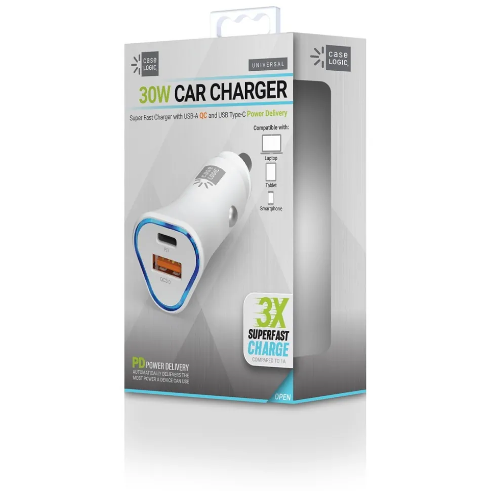 ByTech 30 Watts Two 3 A Ports PD Car Charger - White