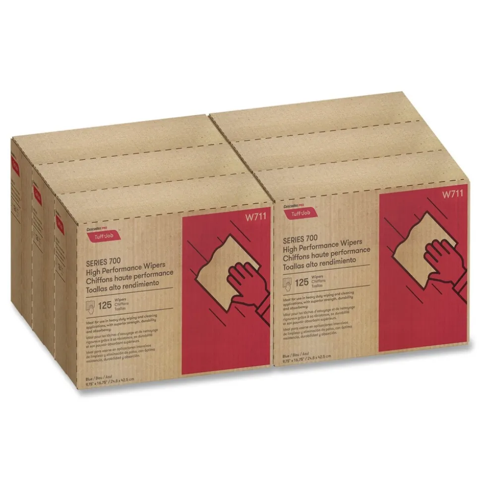 Cascades PRO 9.75 in. x 16.75 in. Tuff-Job S700 High Performance Wipers - Blue (6 Boxes/Carton)