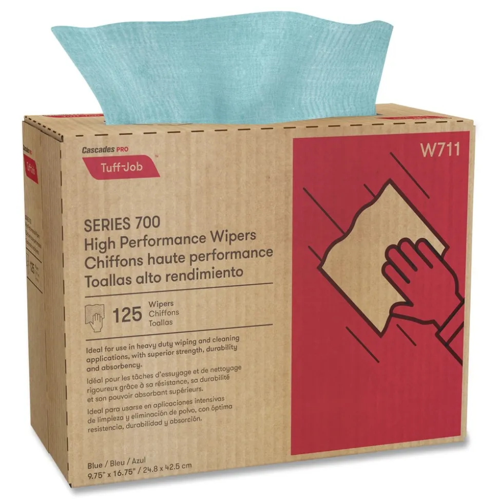 Cascades PRO 9.75 in. x 16.75 in. Tuff-Job S700 High Performance Wipers - Blue (6 Boxes/Carton)