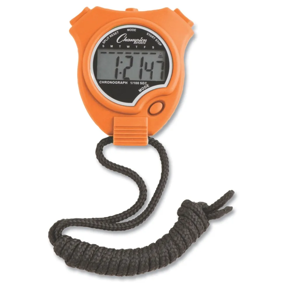 Champion Sports Accurate to 1/100 Second Water-Resistant Stopwatch - Assorted Colors (6/Box)