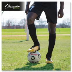 Champion Sports No. 5 Size Rubber Sports Ball For Soccer - White/Black