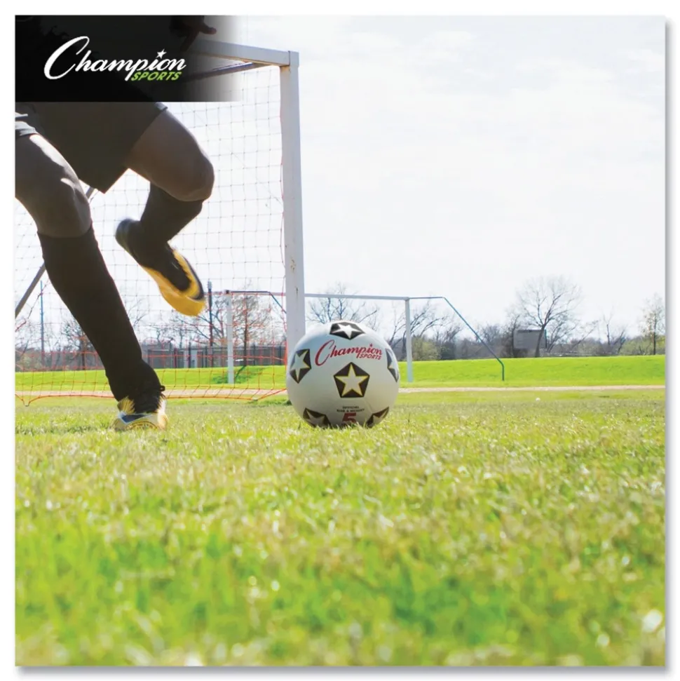 Champion Sports No. 5 Size Rubber Sports Ball For Soccer - White/Black