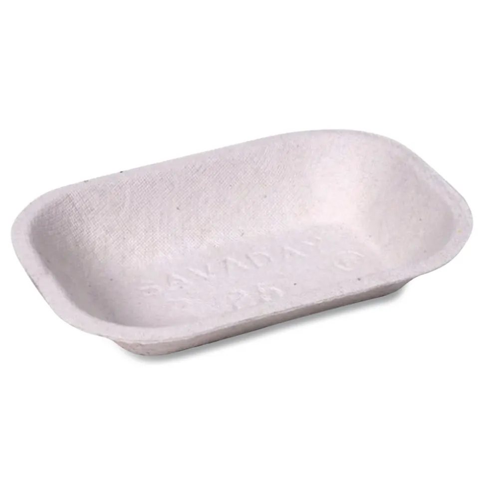 Chinet 10403 5 x 7 Savaday Molded Fiber Paper Food Tray - Beige (1000/Carton)
