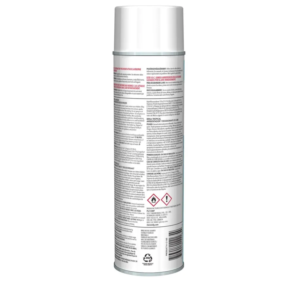 Claire 10 oz. Aerosol Spray Aerosol Air Freshener and Deodorizer - Tropic Breeze (1/Carton)