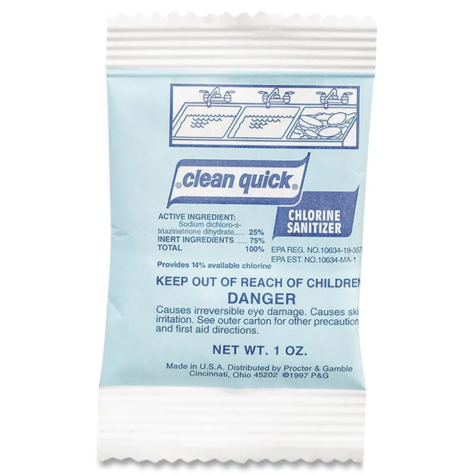 Clean Quick 1 oz. Packet Powdered Chlorine-Based Sanitizer (100/Carton)