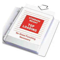 C-Line 3-Hole Punched Top Load 8.5 in. x 11 in. Insert Medium-Duty Polypropylene Sheet Protectors - Clear Front (50/Box)