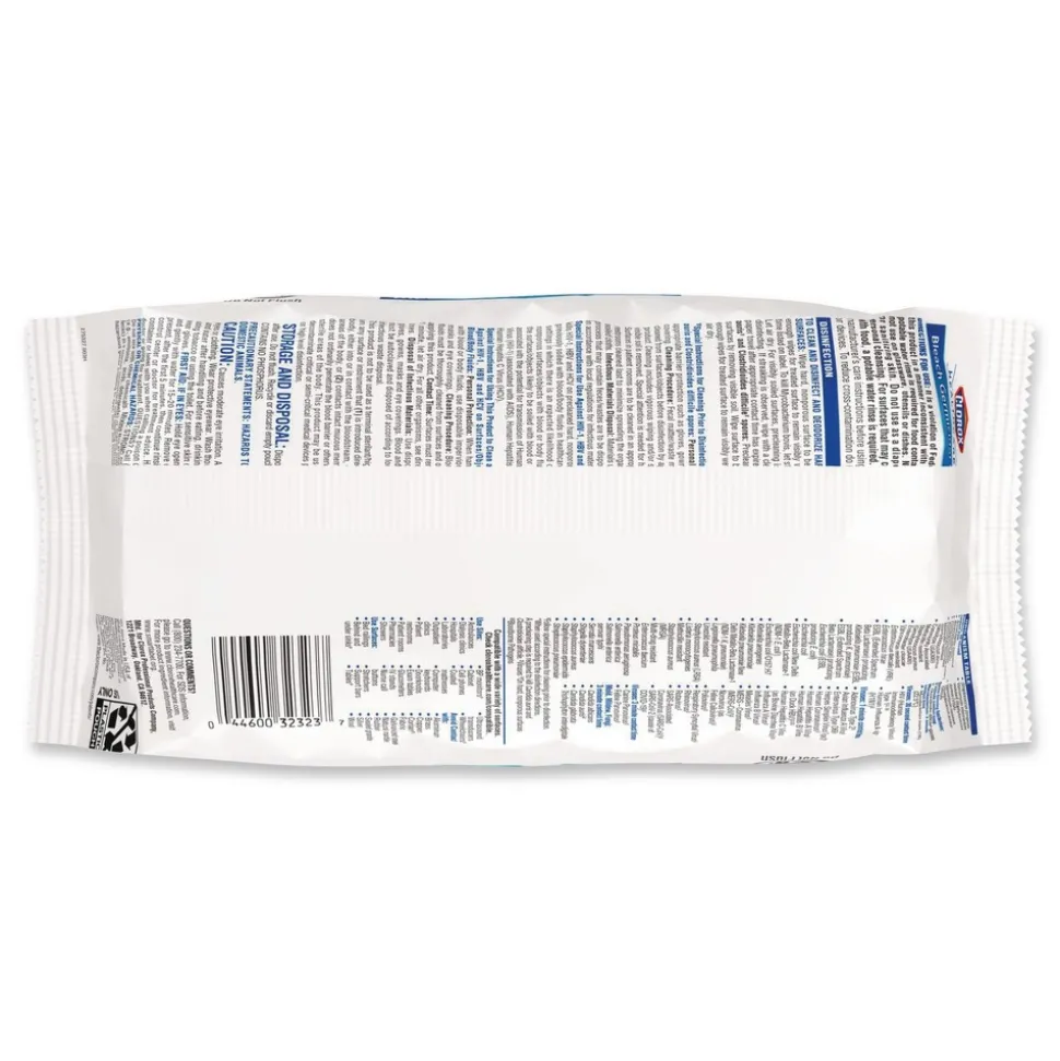 Clorox Healthcare 32621 6.75 in. x 9 in. 1-Ply Bleach Germicidal Disinfectant Wipes - Unscented/White (6/Carton)