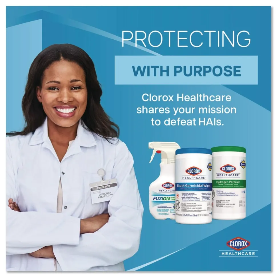 Clorox Healthcare 32621 6.75 in. x 9 in. 1-Ply Bleach Germicidal Disinfectant Wipes - Unscented/White (6/Carton)