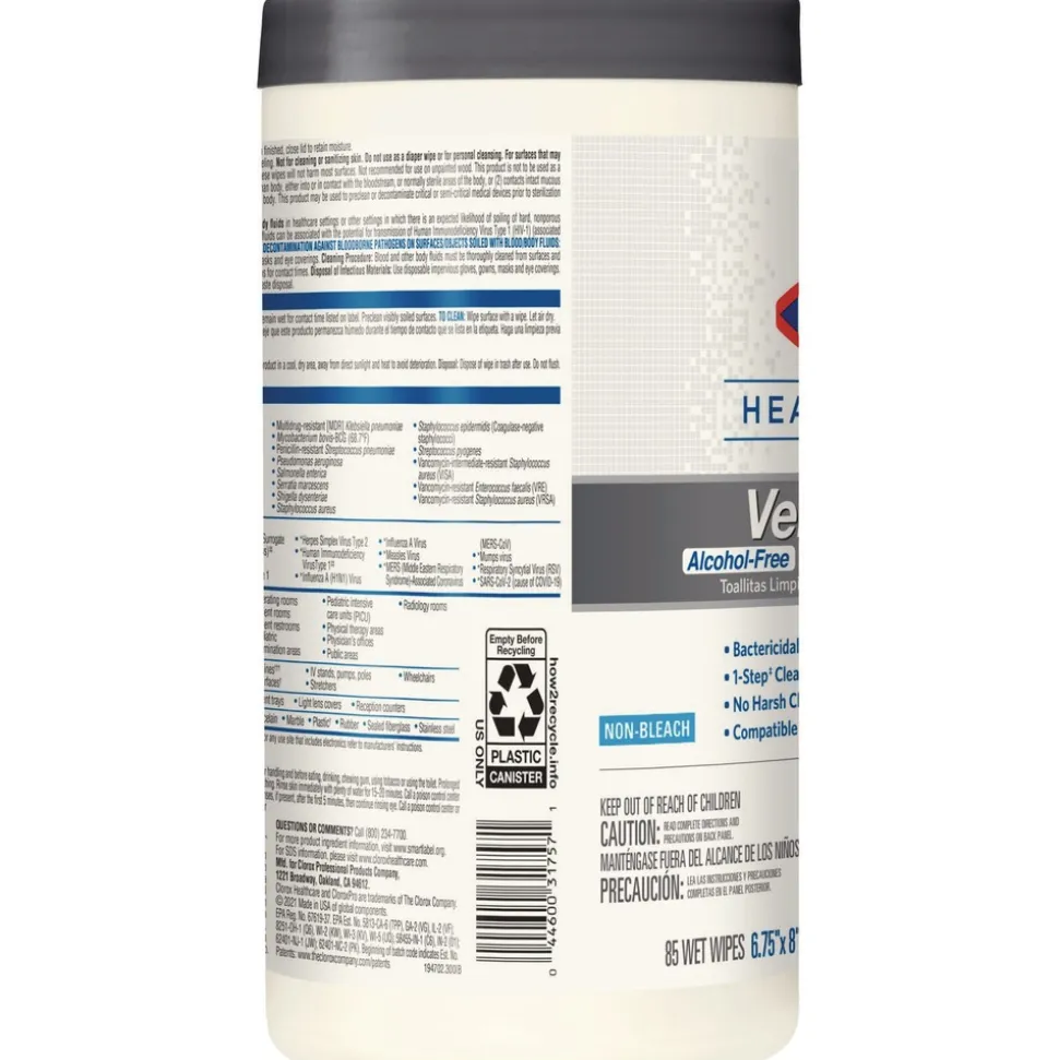 Clorox Healthcare VersaSure 6.75 in. x 8 in. 1-Ply Cleaner Disinfectant Wipes - Original Scent White