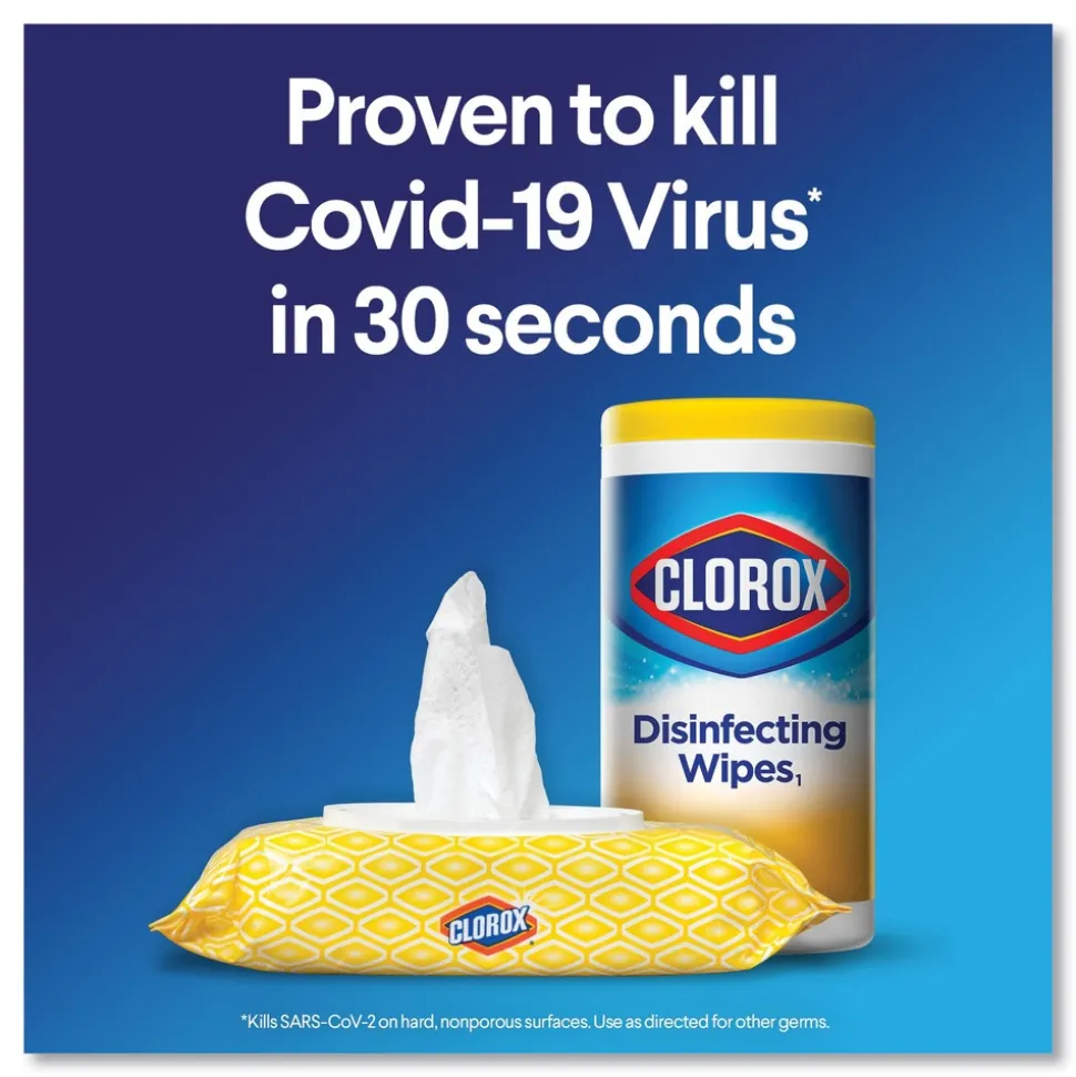 Clorox 7 in. x 8 in. 1-Ply Bleach Free Disinfecting Wipes - Fresh Scent, White (12 Canisters/Carton)