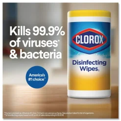 Clorox 7 in. x 8 in. 1-Ply Disinfecting Wipes - Crisp Lemon, White (35/Canister)