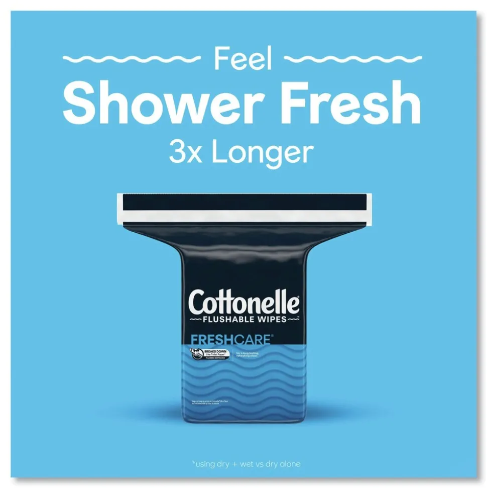 Cottonelle 10358 5 in. x 7.25 in. 1-Ply Fresh Care Flushable Cleansing Cloths - White (8/Carton)