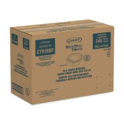 Dart CTR16BF 5.5 in. x 2.7 in. 16 oz. Tamper-Evident Flat-Lid Bowls - Clear (240/Carton)