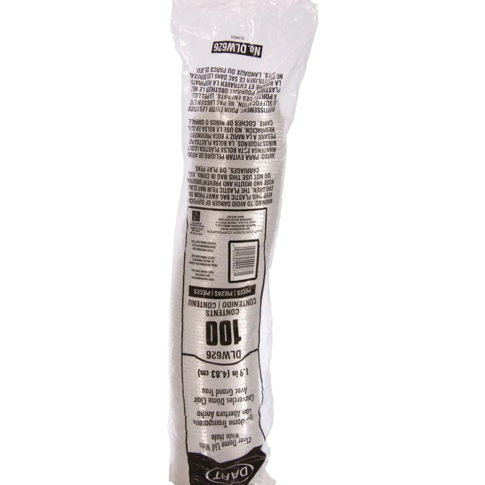 Dart DLW626 Open-Top Dome Lid for 16 oz. to 24 oz. Plastic Cups - Clear (1000/Carton)