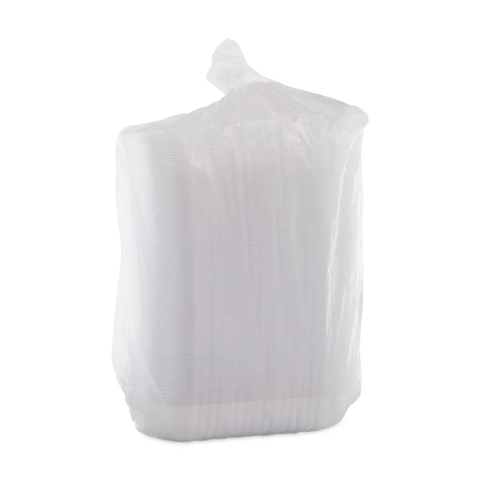 Dart C68NT2 ClearPac 6.2 in. x 6.2 in. x 1.6 in. 3.3 oz. 2-Compartments Plastic Nacho Tray - Large Clear (500/Carton)