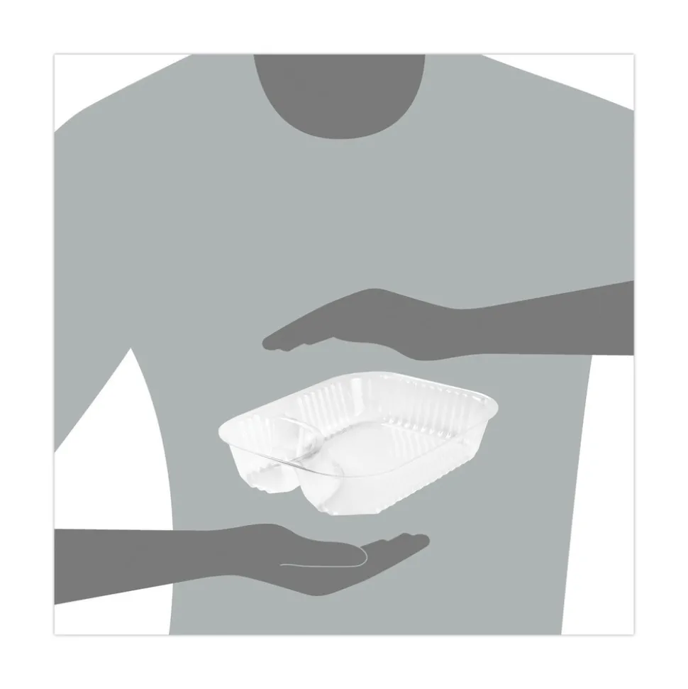 Dart C68NT2 ClearPac 6.2 in. x 6.2 in. x 1.6 in. 3.3 oz. 2-Compartments Plastic Nacho Tray - Large Clear (500/Carton)