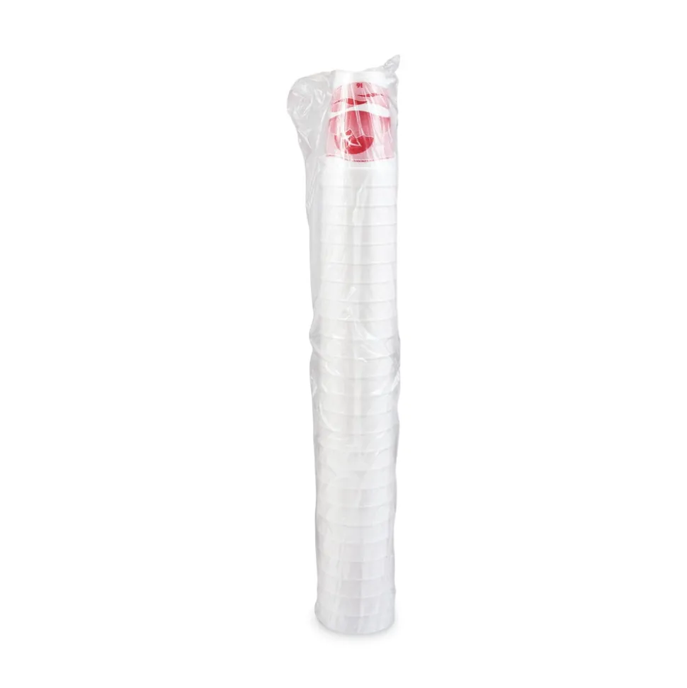 Dart 16J16H 16 oz. Horizon Printed Hot/Cold Foam Drinking Cups - Cranberry/White (1000/Carton)