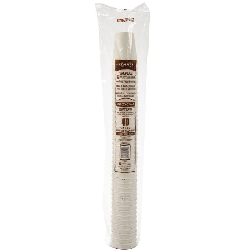 Dart Thermoguard 8 oz. Insulated Paper Hot Cups - White Sustainable Forest Design (40/Pack)
