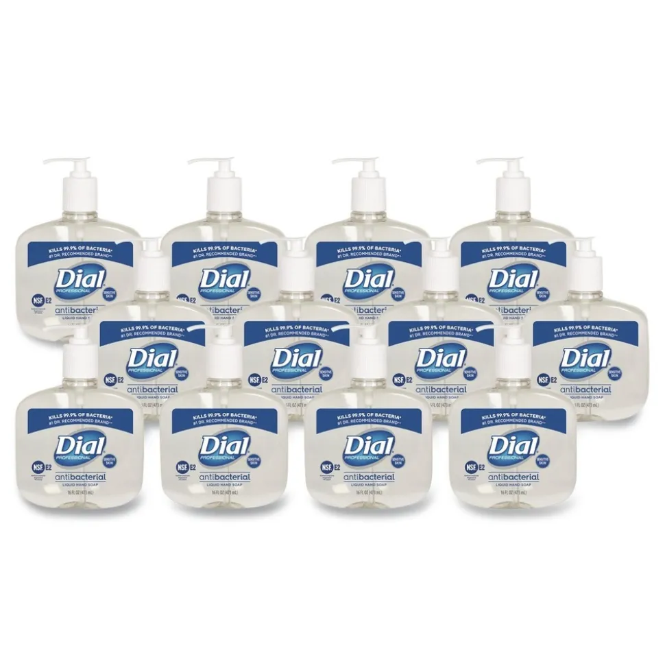 Dial Professional 16 oz. Antibacterial Liquid Hand Soap for Sensitive Skin - Light Floral Scent (12/Carton)