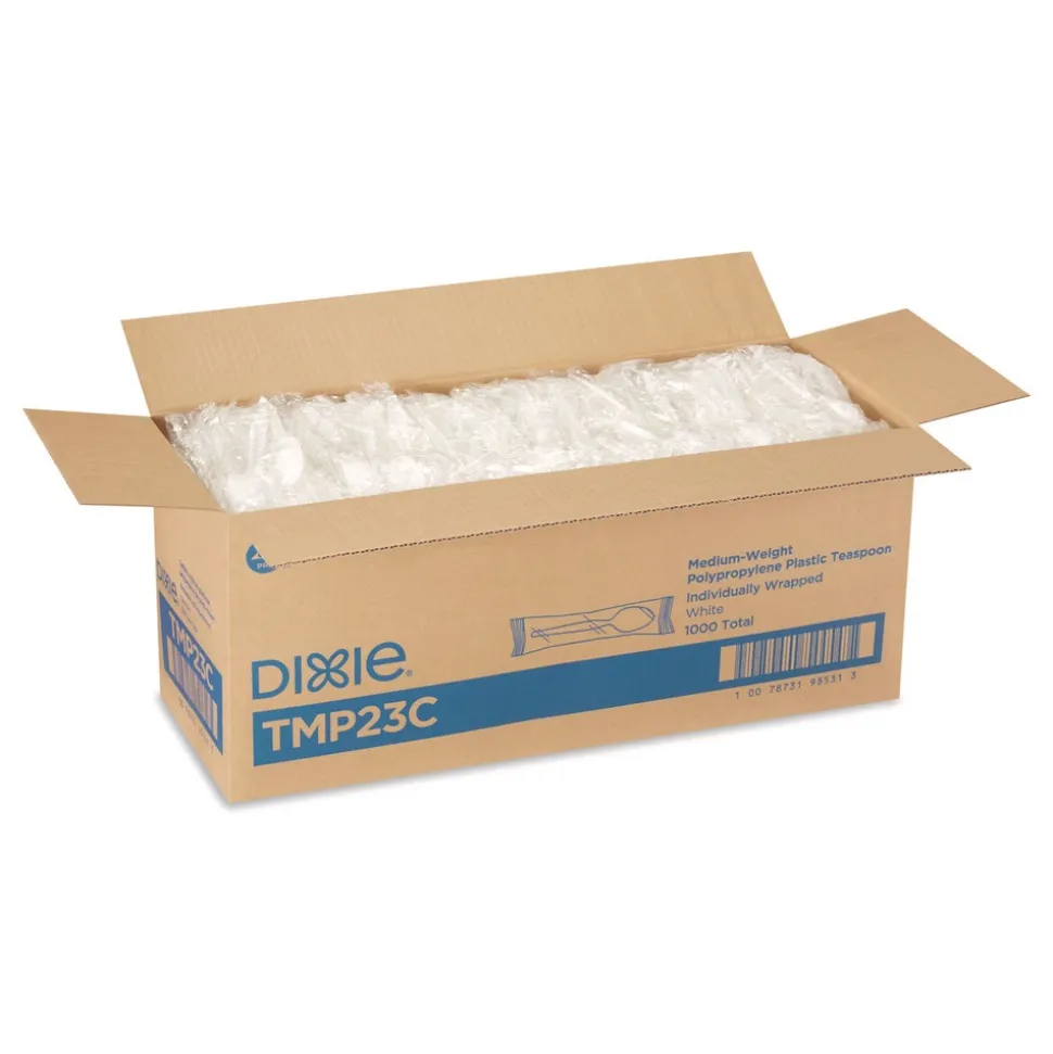 Dixie Mediumweight Polypropylene Teaspoon Cutlery - White (1000/Carton)