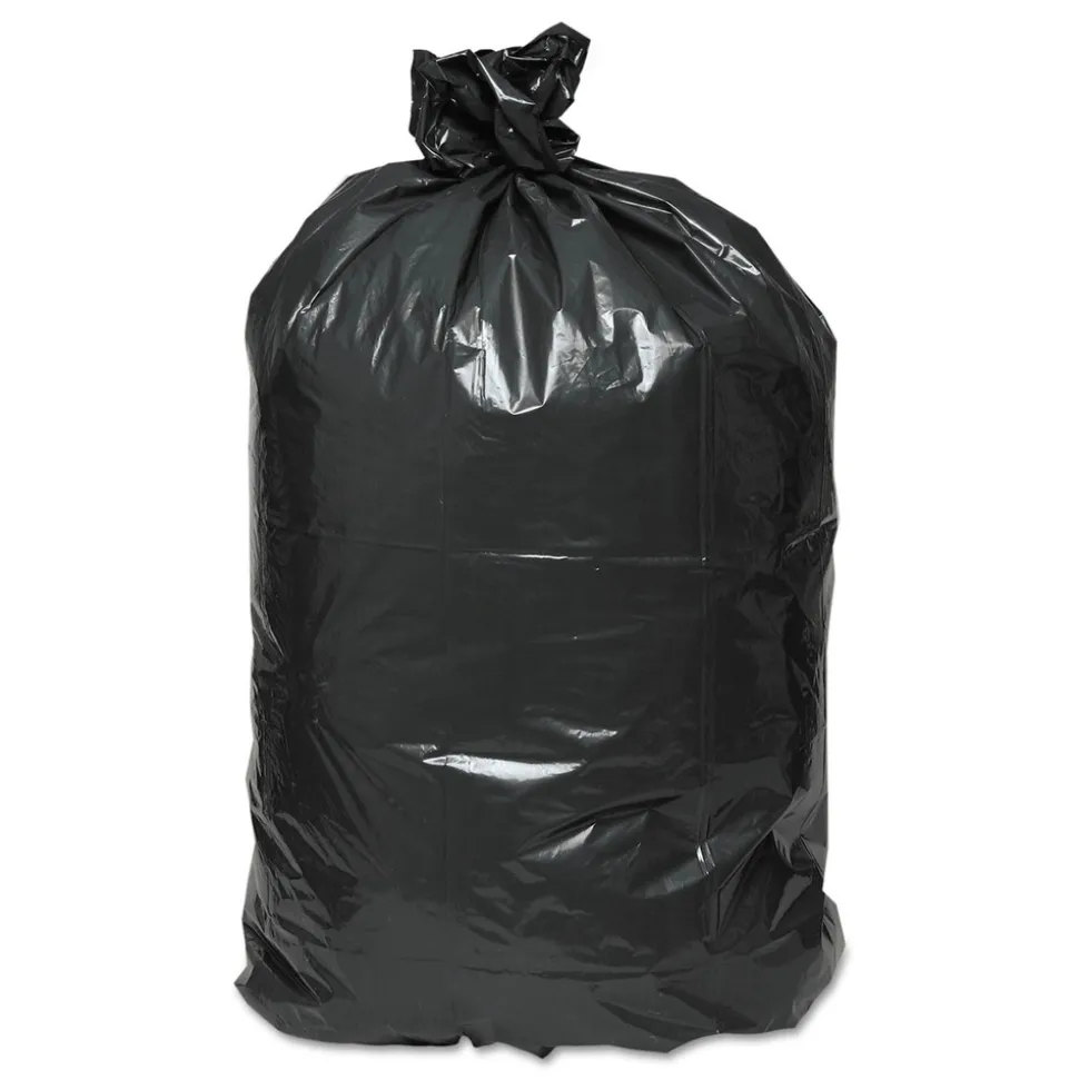 Earthsense Commercial 40 in. x 46 in. 1.25 mil 45 Gallon Linear Low Density Recycled Can Liners - Black (100/Carton)