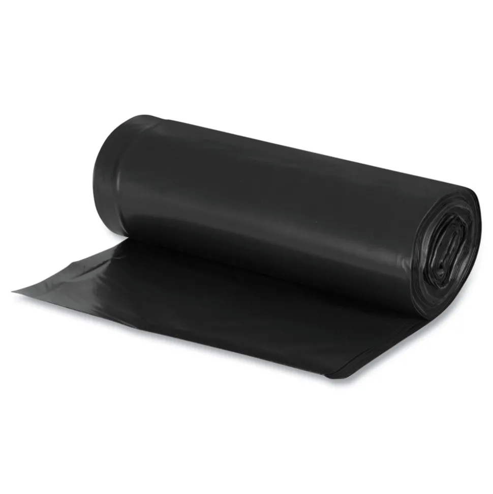 Earthsense Commercial 38 in. x 58 in. 1.25 mil 60 Gallon Linear Low Density Recycled Can Liners - Black (100/Carton)