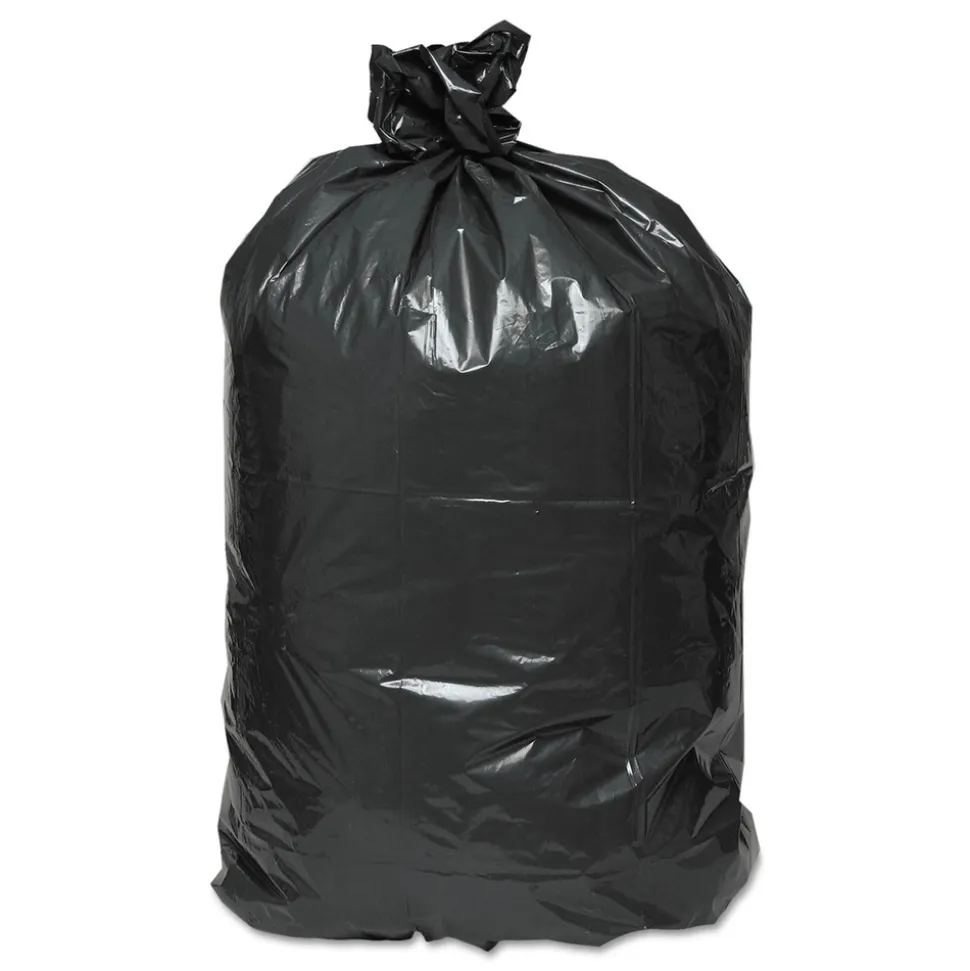 Earthsense Commercial 33 in. x 39 in. 33-Gallon 1.25 mil. Linear Low Density Recycled Can Liners - Black (100/Carton)