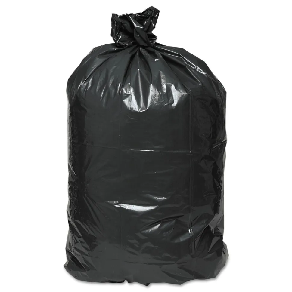 Earthsense Commercial 43 in. x 47 in. 56-Gallon 2 mil. Linear Low Density Recycled Can Liners - Black (100/Carton)