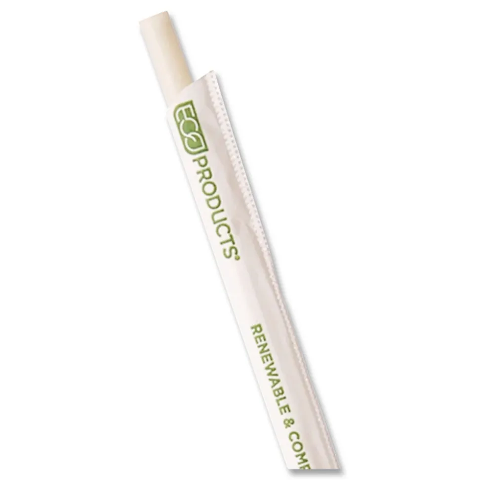 Eco-Products 7.75 in. 6 millimeter Diameter Jumbo Wrapped Paper Straw - White (3000/Carton)