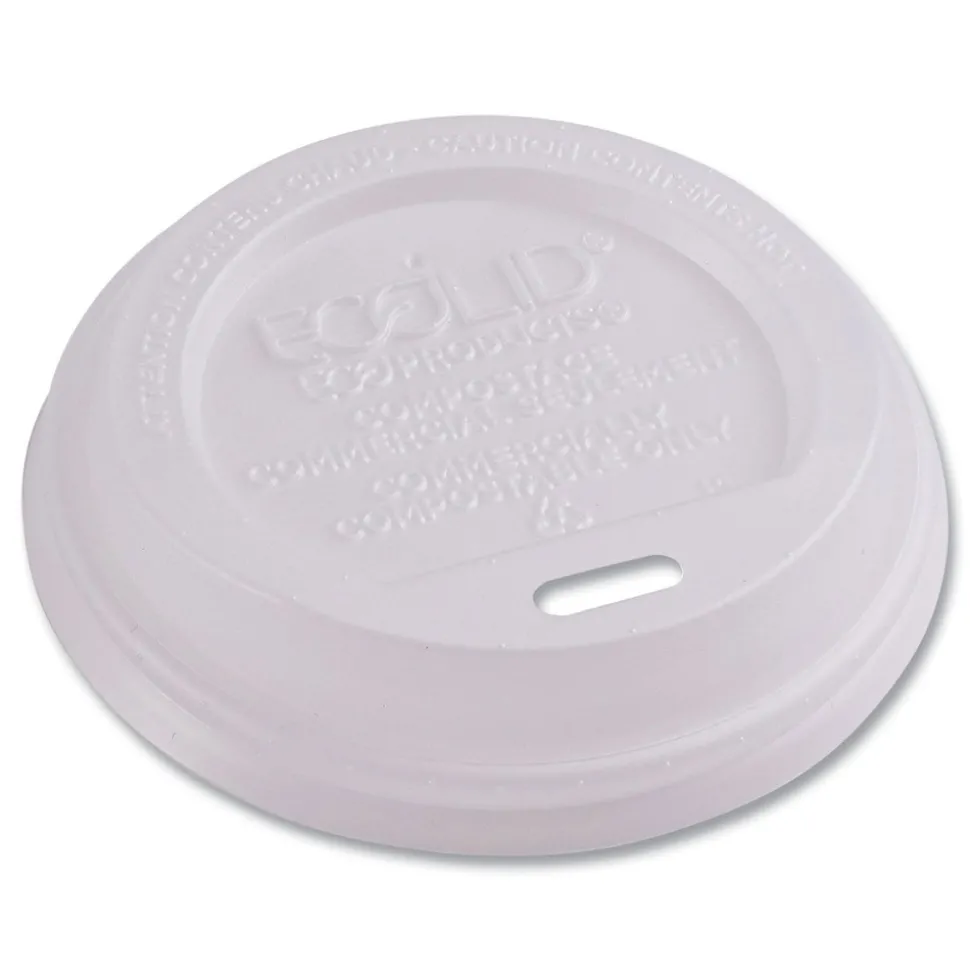 Eco-Products EP-ECOLID-8 EcoLid PLA Renewable/Compostable 8 oz Hot Cup Lids - White (800/Carton)