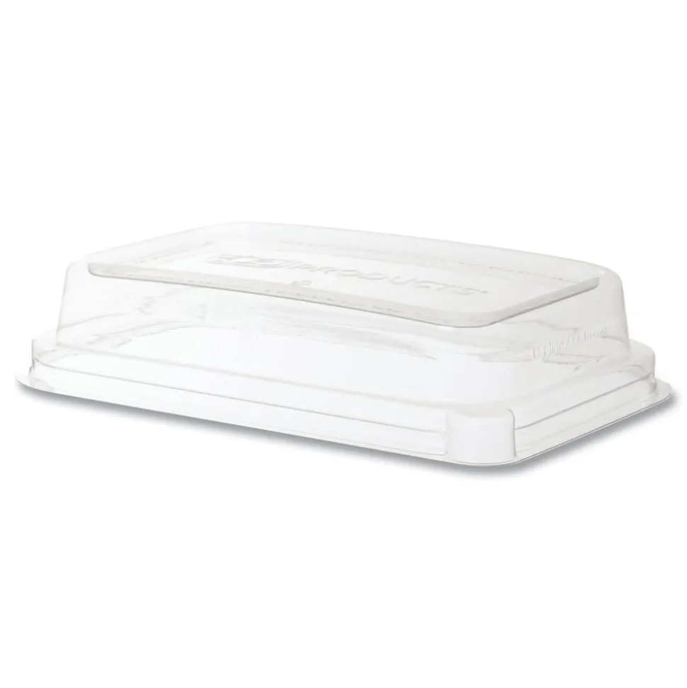 Eco-Products EP-SCRC16LID WorldView 7.5 in. x 5 in. x 1.6 in. Plastic 100 Percent Recycled Content Lid - Clear (400/Carton)