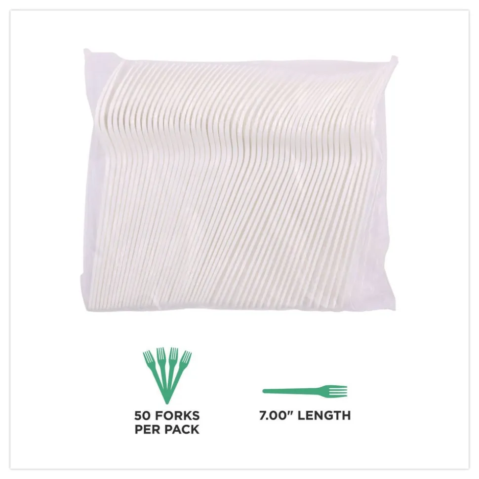 Eco-Products Plantware CPLA Cutlery Fork - White (1000/Carton)