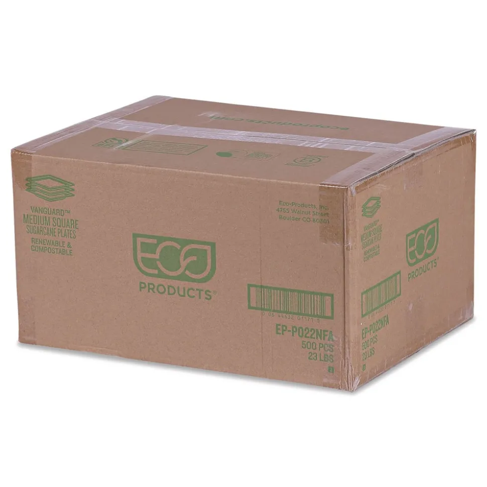Eco-Products Vanguard 7.87 in. x 7.87 in. Renewable and Compostable Sugarcane Plates - White (500/Carton)