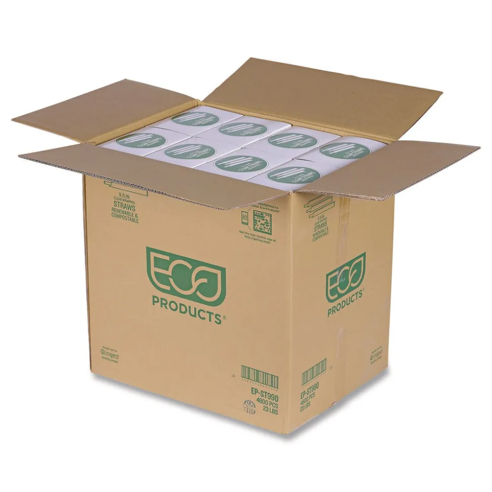 Eco-Products 9.5 in. Wrapped Plastic Straw - Clear (4800/Carton)