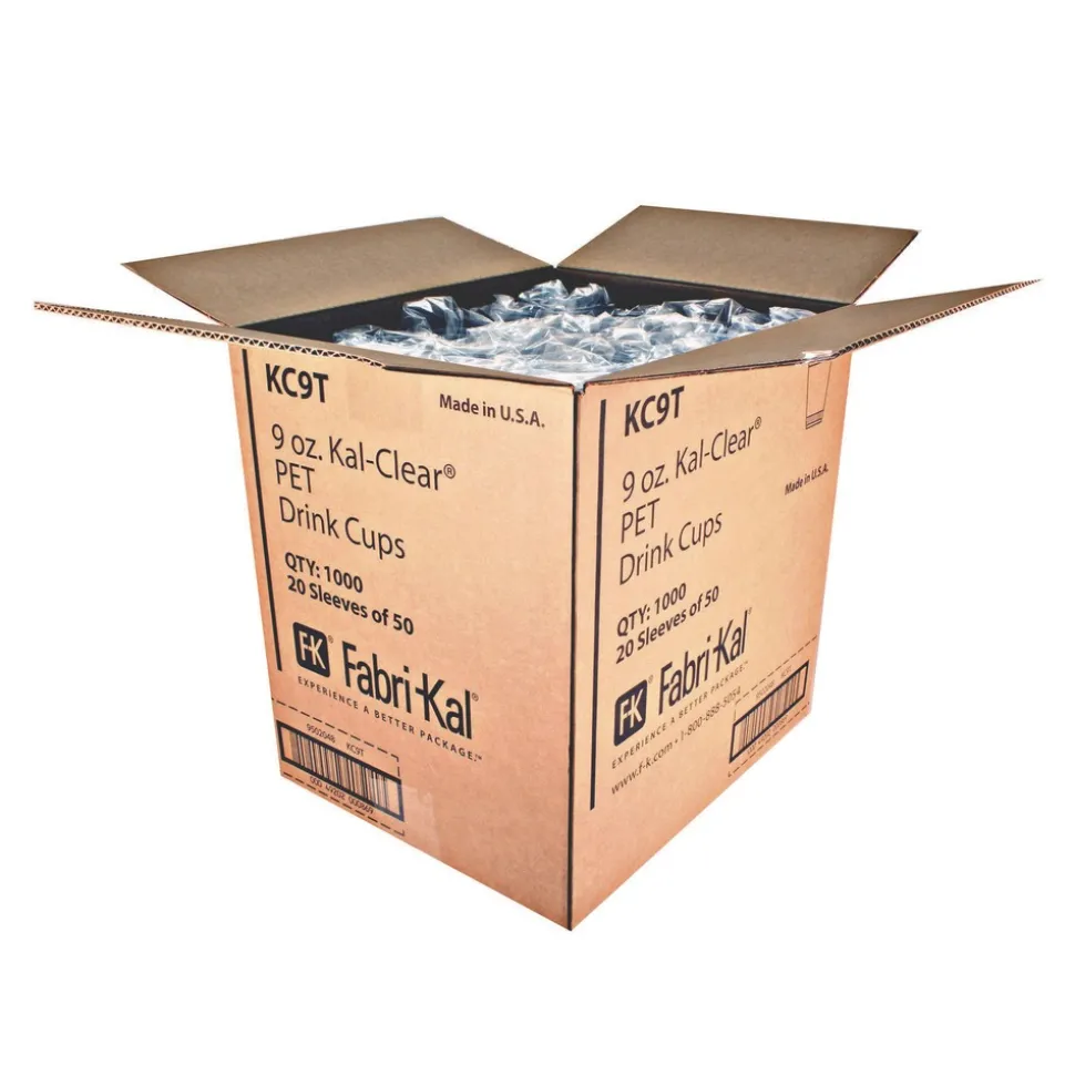 Fabri-Kal 9 oz Kal-Clear True PET Plastic Cold Drink Cups - Clear (1000/Carton)