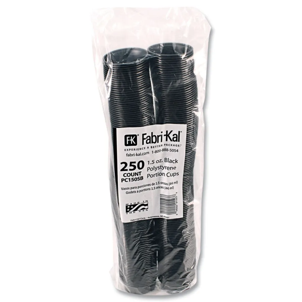 Fabri-Kal 1.5 oz Squat Plastic Portion Cups - Black (250/Sleeve, 10 Sleeves/Carton)