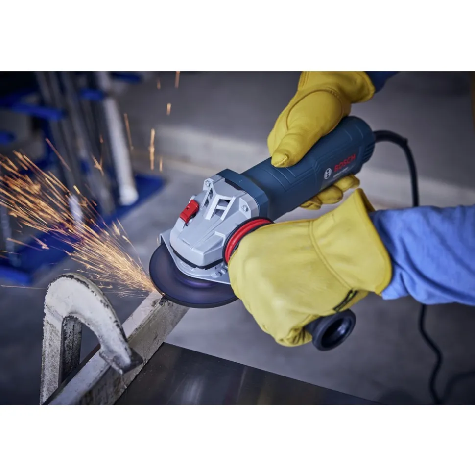 Factory Reconditioned Bosch 120V 4-1/2 in. Ergonomic Corded Angle Grinder with Lock-On Paddle Switch