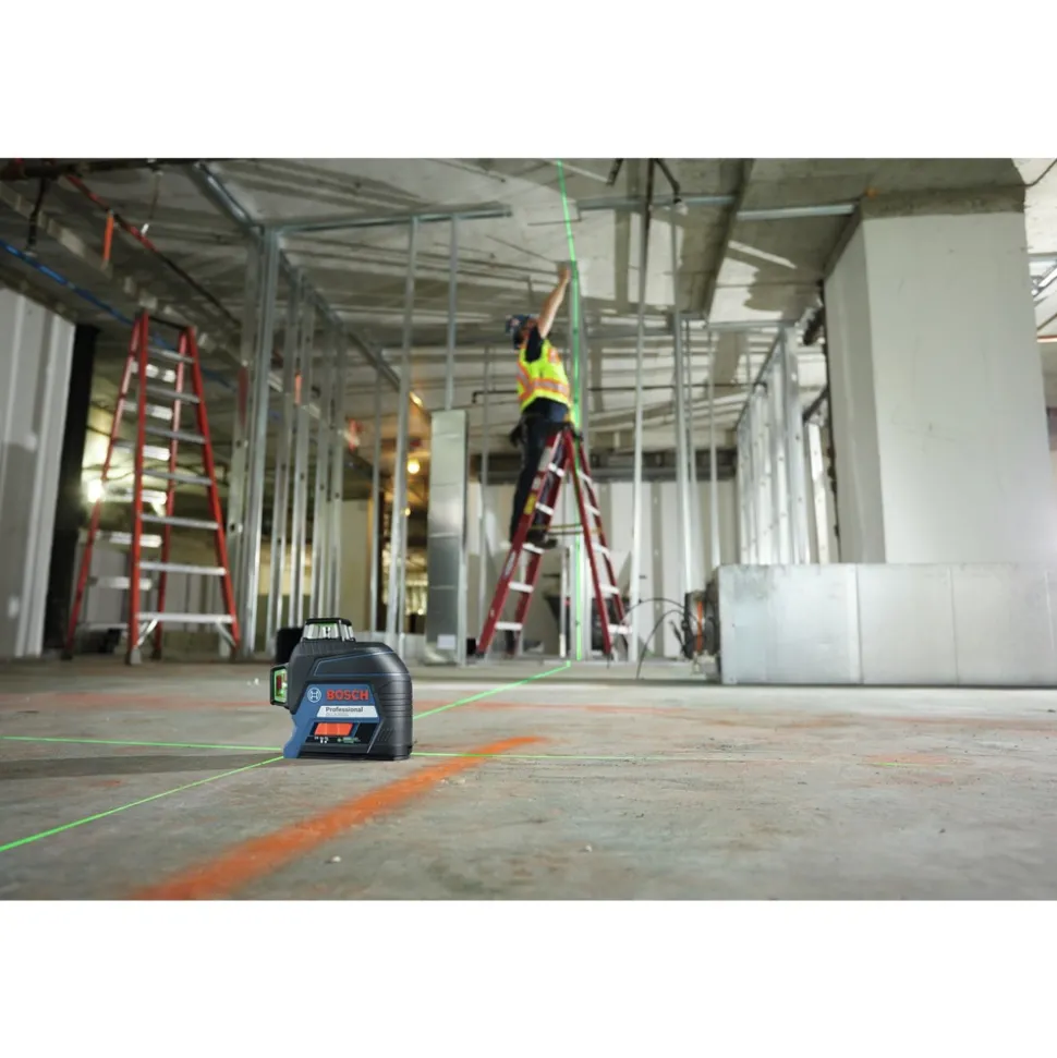 Factory Reconditioned Bosch 360 Degrees Green-Beam Three-Plane Leveling and Alignment-Line Laser