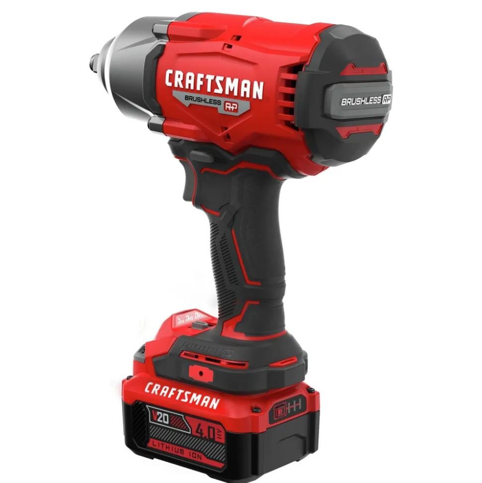 Factory Reconditioned Craftsman V20 Brushless RP Lithium-Ion 1/2 in. Drive Cordless High Torque Impact Wrench Kit with Hog Ring Anvil (4 Ah)