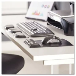Fellowes Mfg Co. 8.25 in. x 9.87 in. Gel Wrist Support with Attached Mouse Pad - Black